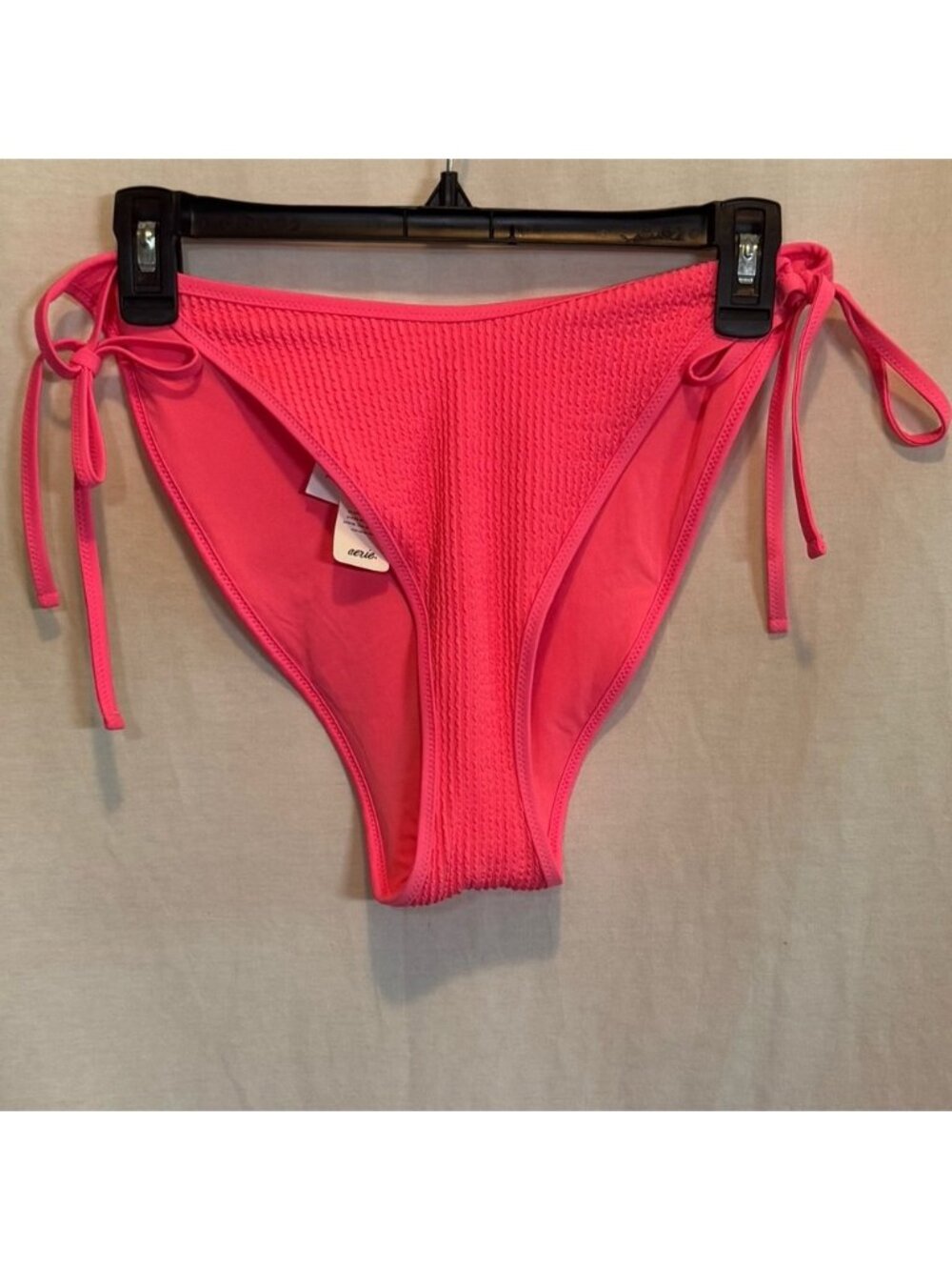 AA-98 Aerie‎ NWT Cheekiest Side Tie Pink Ribbed Summer Swim Bikini Bottoms Sz XL